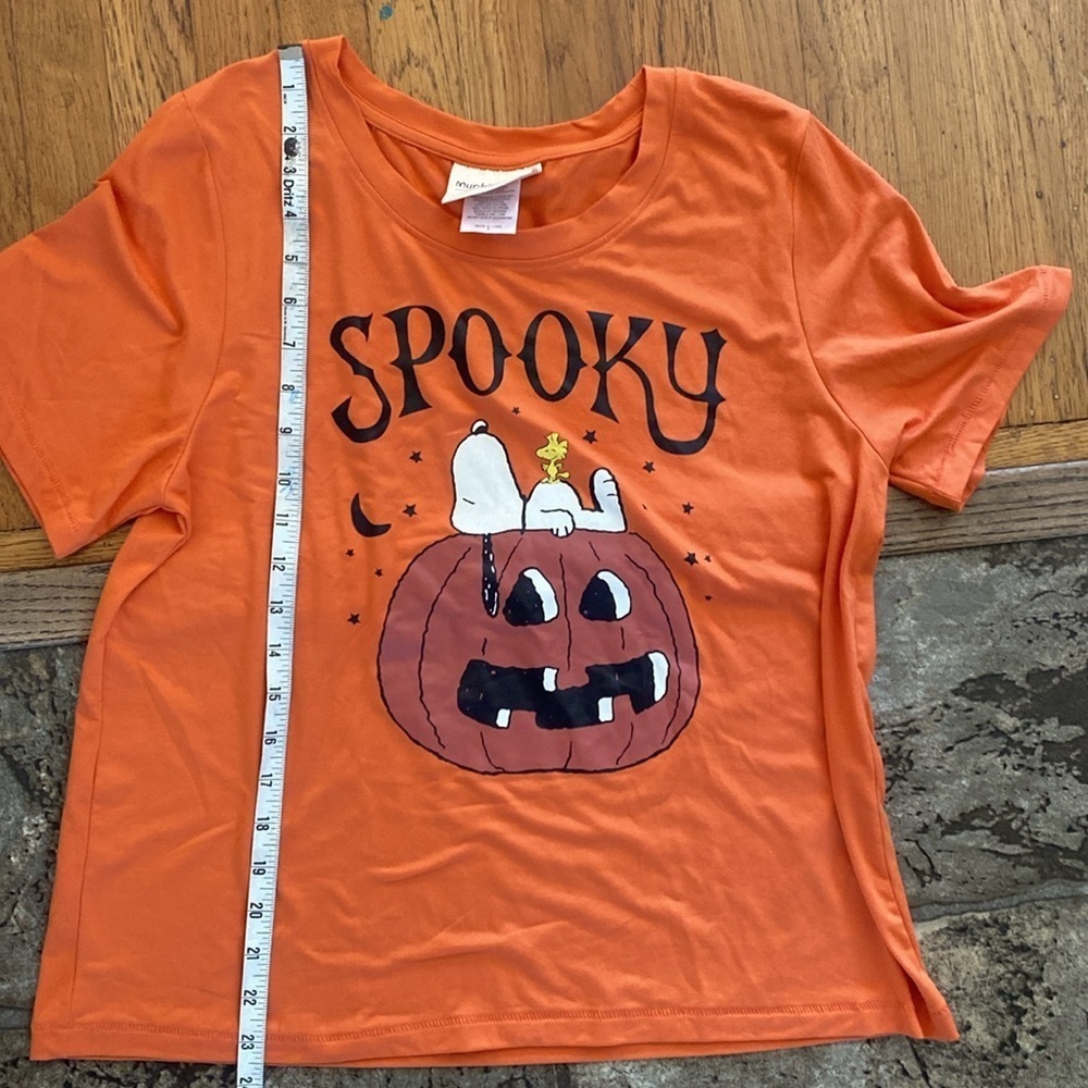 Munki Munki Women's Halloween Peanuts "Spooky" Orange Tee Size Medium - Picture 6 of 7